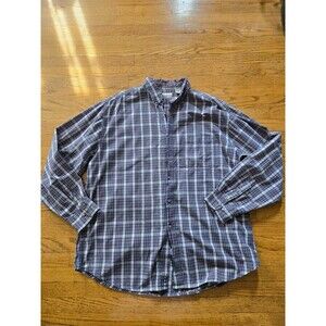 Vintage Fieldmaster Flannel Long Sleeve Shirt Mens XL Tall Yellow Blue Plaid